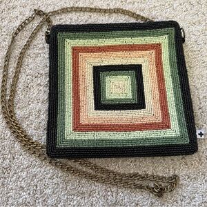 Ink + Alloy Beaded Desert Square Crossbody Handbag Handmade Mint Rust Black